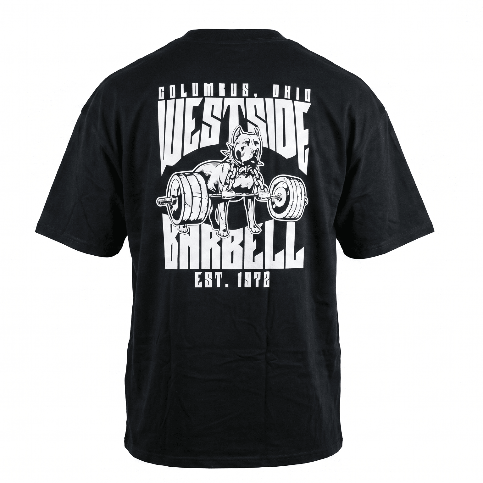 Westside Barbell For Those Who Do What Others Won't Tee in black, heavyweight cotton tee with embroidered chest text and screen-printed pit bull back graphic