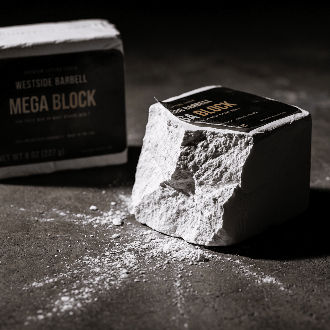 Westside Barbell Mega Block magnesium carbonate lifting chalk, 8 oz block for powerlifting, weightlifting and strongman grip