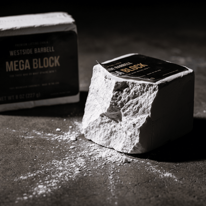 Westside Barbell Mega Block magnesium carbonate lifting chalk, 8 oz block for powerlifting, weightlifting and strongman grip