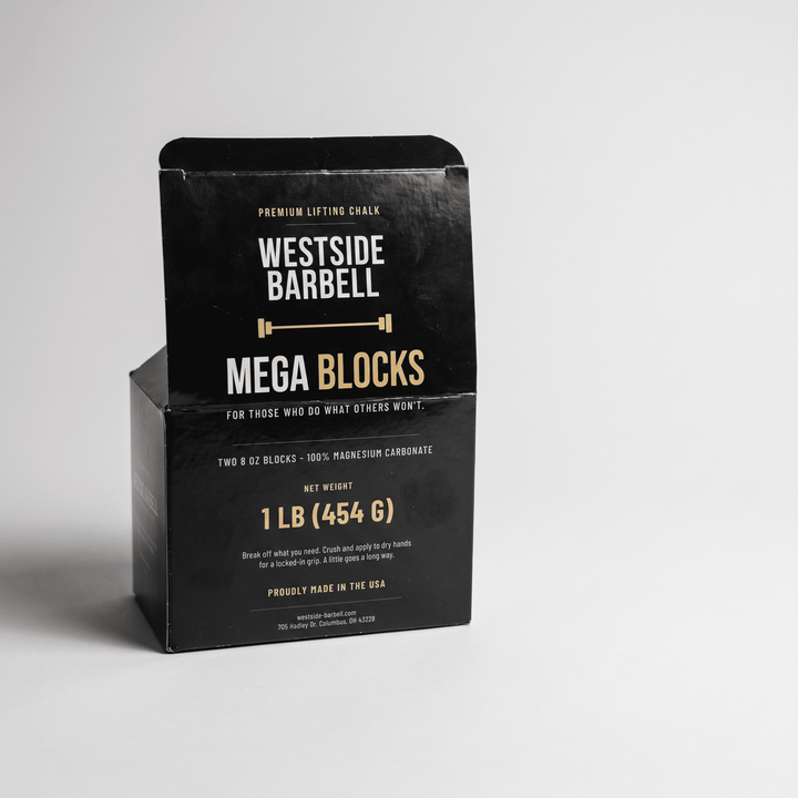 Westside Barbell Mega Block premium lifting chalk, 8 oz block, 100% magnesium carbonate made in the USA
