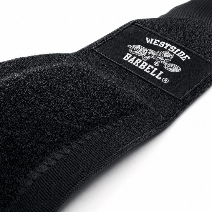 Close-up of the elastic fabric on Westside Barbell weightlifting wrist wraps