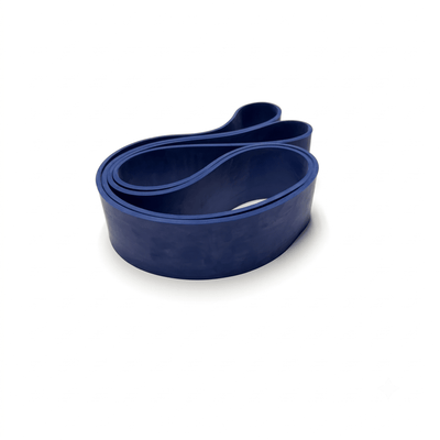 Westside Barbell blue strong band resistance band folded into a single loop on a white background