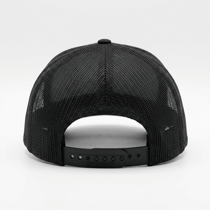 Back view of the Westside Barbell EST. 1972 black snapback with mesh panels and an adjustable snap closure