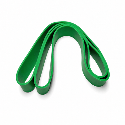 Westside Barbell green average resistance band, fourth view on a white background