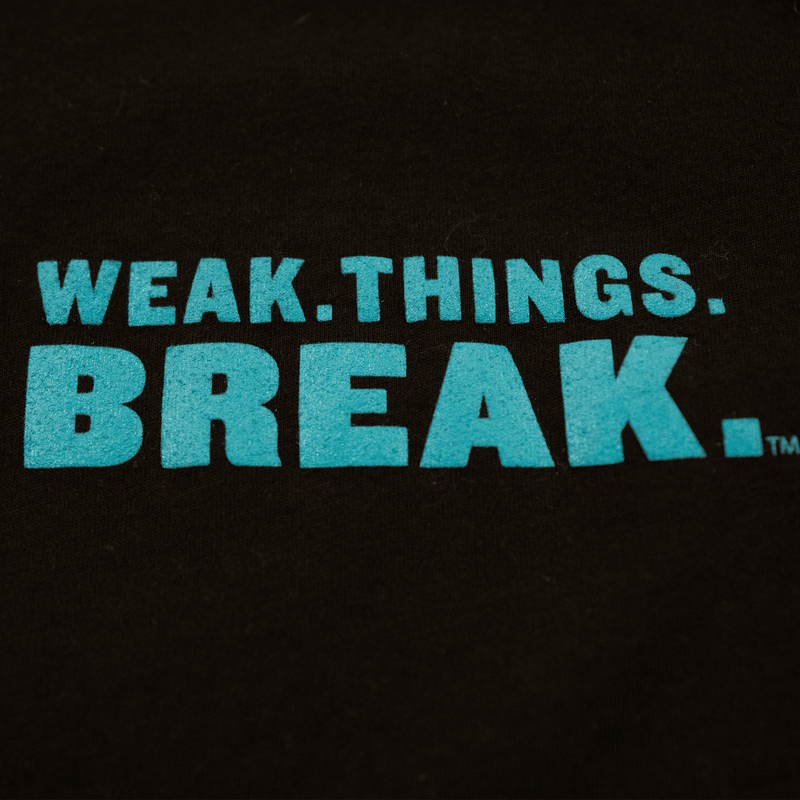 Weak.Things.Break™  Left Chest Logo T-shirt - Black/Turquoise